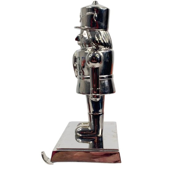*SOLD* Nutcracker Christmas Stocking Hanger Hook Holder Fireplace Mantel Silver - Picture 7 of 9
